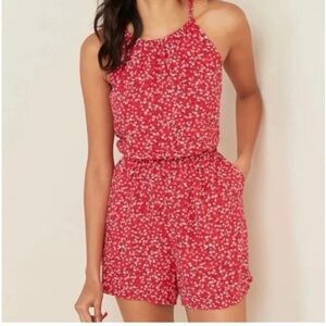 Old navy red floral romper size medium EUC